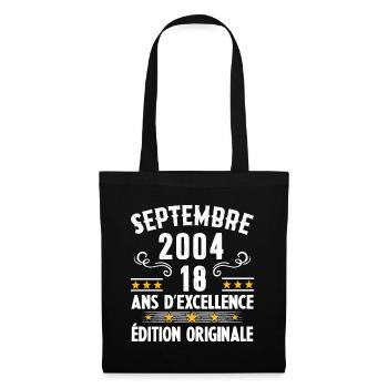 18 Ans Anniversaire Vintage Né(e) Septembre 2004 - Sac en tissu - noir - Devant