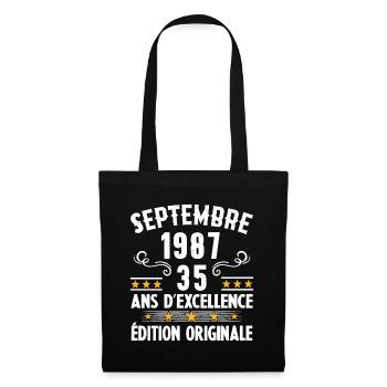 35 Ans Anniversaire Vintage Né(e) Septembre 1987 - Sac en tissu - noir - Devant