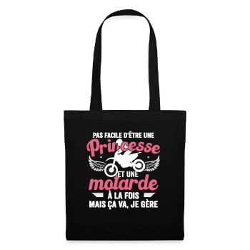 Princesse Et Motarde À La Fois Idée Cadeau Moto - Sac en tissu - noir - Devant