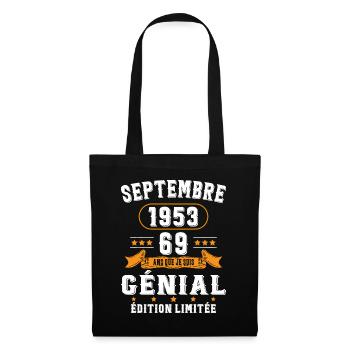 69 Ans Anniversaire Vintage Né(e) Septembre 1953 - Sac en tissu - noir - Devant
