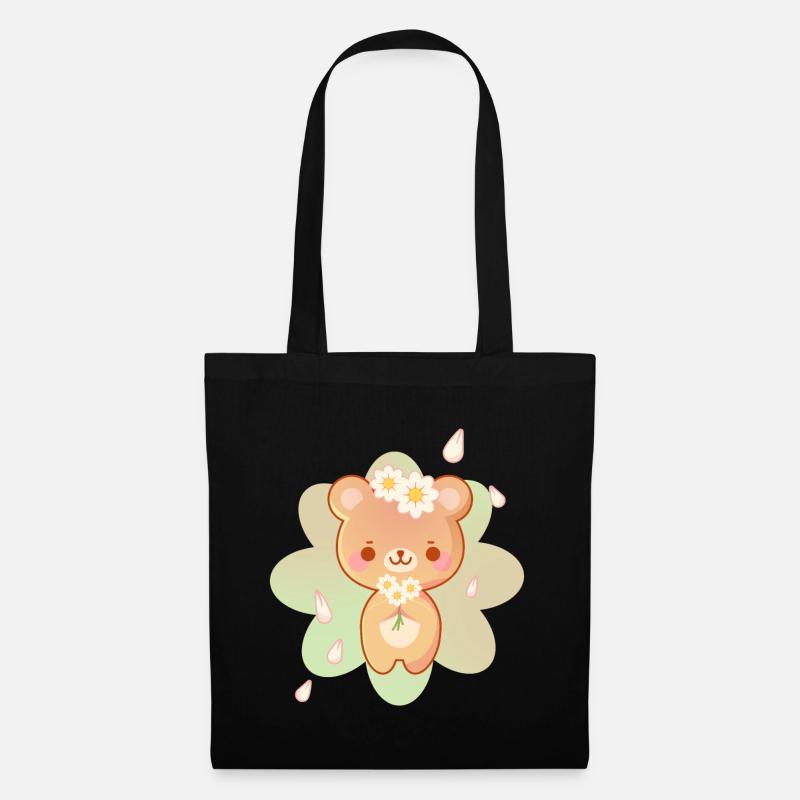 Kawaii Bär Sommer - Stoffbeutel - Schwarz
