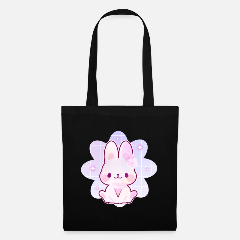 Kawaii Hase - Stoffbeutel - Schwarz