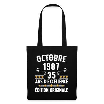 35 Ans Anniversaire Vintage Né(e) en Octobre 1987 - Sac en tissu - noir - Devant