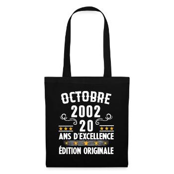20 Ans Anniversaire Vintage Né(e) en Octobre 2002 - Sac en tissu - noir - Devant