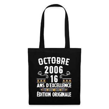 16 Ans Anniversaire Vintage Né(e) en Octobre 2006 - Sac en tissu - noir - Devant