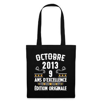 9 Ans Anniversaire Vintage Né(e) en Octobre 2013 - Sac en tissu - noir - Devant