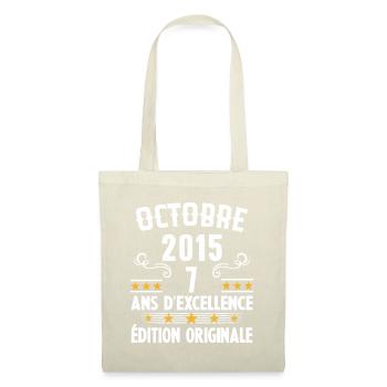 7 Ans Anniversaire Vintage Né(e) en Octobre 2015 - Sac en tissu - nature - Devant