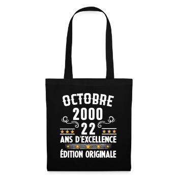 22 Ans Anniversaire Vintage Né(e) en Octobre 2000 - Sac en tissu - noir - Devant