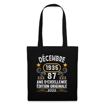 Anniversaire Vintage Idée Cadeau Décembre 1935 87 - Sac en tissu - noir - Devant