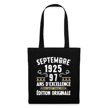 97 Ans Anniversaire Vintage Né(e) Septembre 1925 - Sac en tissu - noir - Devant