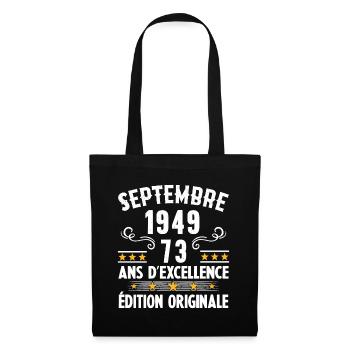 73 Ans Anniversaire Vintage Né(e) Septembre 1949 - Sac en tissu - noir - Devant