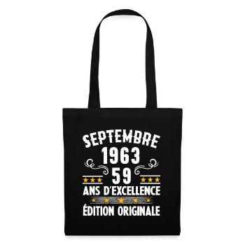 59 Ans Anniversaire Vintage Né(e) Septembre 1963 - Sac en tissu - noir - Devant