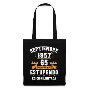 65 Ans Anniversaire Vintage Né(e) Septembre 1957 - Sac en tissu - noir - Devant