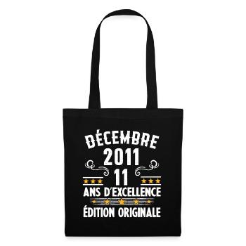 11 Ans Anniversaire Vintage Né(e) en Décembre 2011 - Sac en tissu - noir - Devant