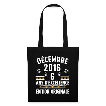 6 Ans Anniversaire Vintage Né(e) en Décembre 2016 - Sac en tissu - noir - Devant