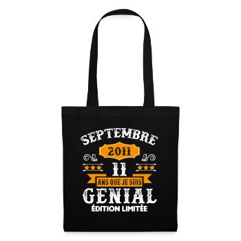 11 Ans Anniversaire Vintage Né(e) Septembre 2011 - Sac en tissu - noir - Devant