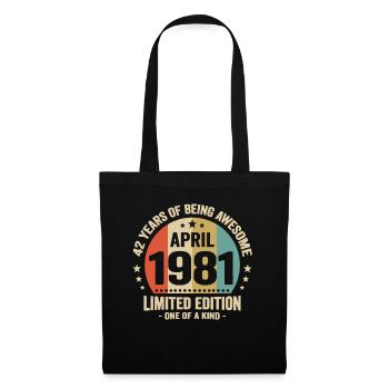 Avril 1981 42 Ans Anniversaire Vintage Idée Cadeau - Sac en tissu - noir - Devant