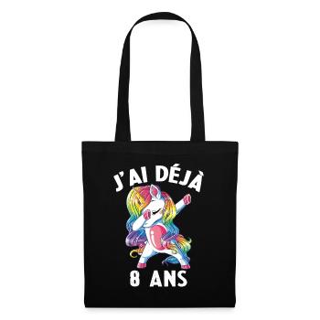 J'ai Déja 8 Ans Cadeau Anniversaire Fille Licorne - Sac en tissu - noir - Devant