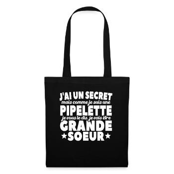 J'ai Un Secret Je Vais Être Grande Soeur - Sac en tissu - noir - Devant