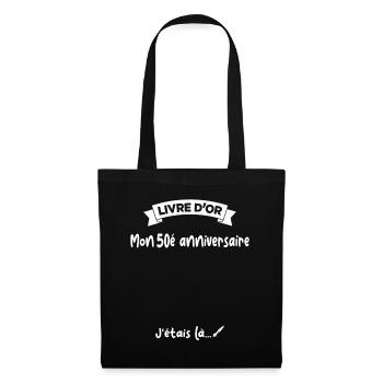 Cadeau drôle 50e Anniversaire Livre D'or - Sac en tissu - noir - Devant