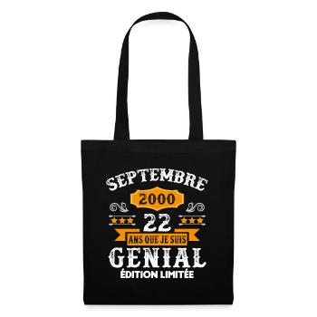 22 Ans Anniversaire Vintage Né(e) Septembre 2000 - Sac en tissu - noir - Devant