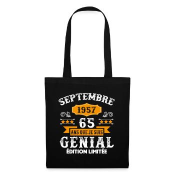 65 Ans Anniversaire Vintage Né(e) Septembre 1957 - Sac en tissu - noir - Devant