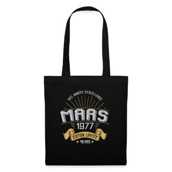 Mars 1977 46 Ans Anniversaire Vintage Idée Cadeau - Sac en tissu - noir - Devant