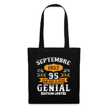 95 Ans Anniversaire Vintage En Septembre 1927 - Sac en tissu - noir - Devant