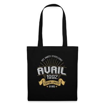Avril 1992 31 Ans Anniversaire Vintage Idée Cadeau - Sac en tissu - noir - Devant