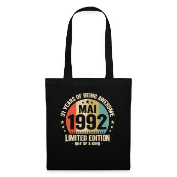 Mai 1992 31 Ans Anniversaire Vintage Idée Cadeau - Sac en tissu - noir - Devant