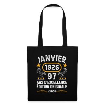 Anniversaire Vintage Idée Cadeau Janvier 1926 97 - Sac en tissu - noir - Devant