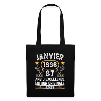 Anniversaire Vintage Idée Cadeau Janvier 1936 87 - Sac en tissu - noir - Devant