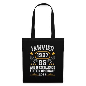 Anniversaire Vintage Idée Cadeau Janvier 1937 86 - Sac en tissu - noir - Devant