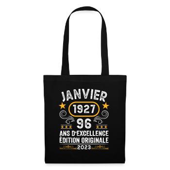 Anniversaire Vintage Idée Cadeau Janvier 1927 96 - Sac en tissu - noir - Devant