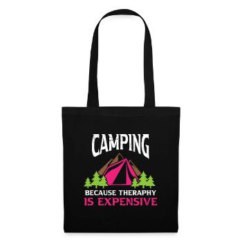 Camping Camper Zelten Wohmbobil Wohnwagen - Stoffbeutel - Schwarz - Vorne