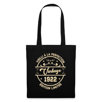 Vintage 1922 Idée Cadeau D Anniversaire Rétro 1922 - Sac en tissu - noir - Devant