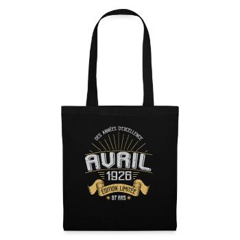 Avril 1926 97 Ans Anniversaire Vintage Idée Cadeau - Sac en tissu - noir - Devant