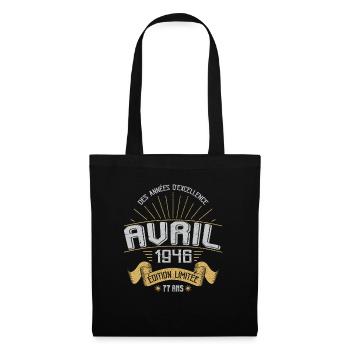 Avril 1946 77 Ans Anniversaire Vintage Idée Cadeau - Sac en tissu - noir - Devant
