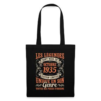 Les Légendes Sont Nées En Octobre 1935 Cadeau - Sac en tissu - noir - Devant