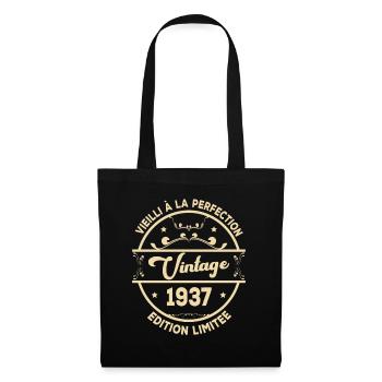 Vintage 1937 Idée Cadeau D Anniversaire Rétro 1937 - Sac en tissu - noir - Devant