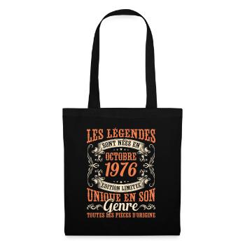 Les Légendes Sont Nées En Octobre 1976 Cadeau - Sac en tissu - noir - Devant