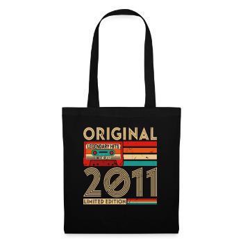 Original Vintage Geburtstag Geschenkidee 2011 - Stoffbeutel - Schwarz - Vorne