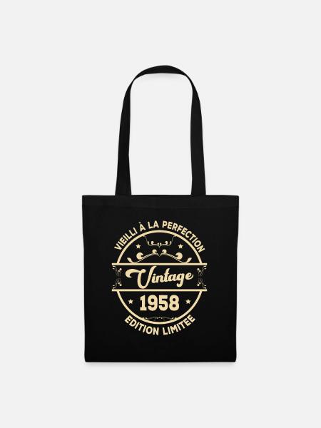 Vintage 1958 Retro Geburtstagsgeschenkidee 1958 - Stoffbeutel - Schwarz