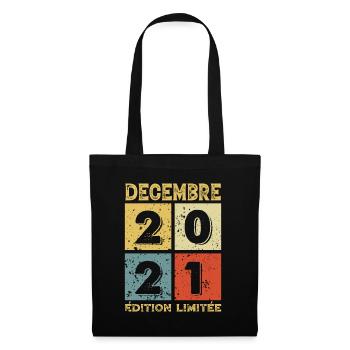 Vintage Geburtstagsgeschenkidee Dezember 2021 - Stoffbeutel - Schwarz - Vorne