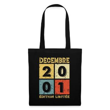 Vintage Geburtstagsgeschenkidee Dezember 2001 - Stoffbeutel - Schwarz - Vorne