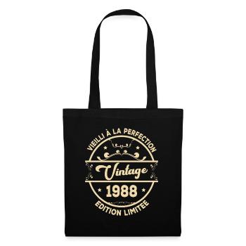 Vintage 1988 Retro Geburtstagsgeschenkidee 1988 - Stoffbeutel - Schwarz - Vorne