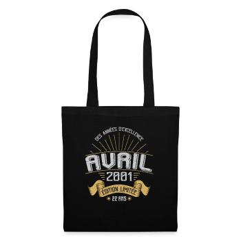 April 2001 22 Years Anniversary Vintage Gift Idea - Tote Bag - black - Front