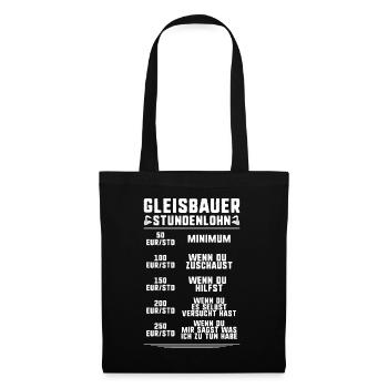 Gleisbauer Schienenarbeiter Gleisbau Track Laborer - Stoffbeutel - Schwarz - Vorne