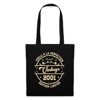 Vintage 2001 Idée Cadeau D Anniversaire Rétro 2001 - Sac en tissu - noir - Devant
