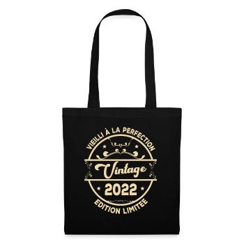 Vintage 2022 Idée Cadeau D Anniversaire Rétro 2022 - Sac en tissu - noir - Devant